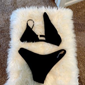 EUC, black asymmetrical bikini